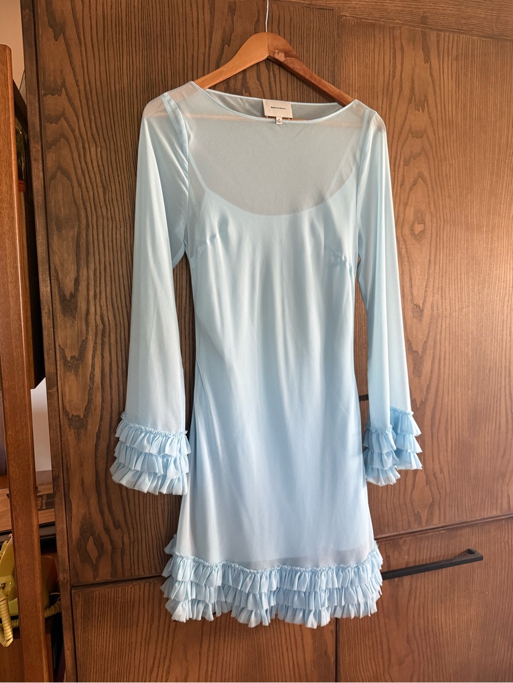 Reformation Light Blue Ruffle Mini Dress - Picture 4 of 5